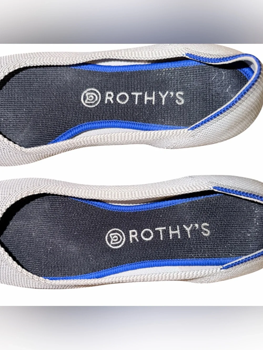 Rothy's Women's Pointed Flat in Cream with Blue Trim